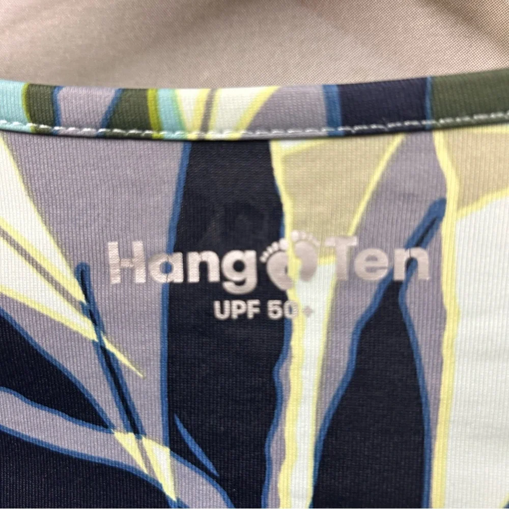 Hang Ten‎ UV Protection UPF 50+ blue green palm fronds long sleeve shirt Small - Picture 5 of 6